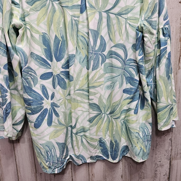 Anne Carson Women's Tropical Floral Bell Sleeve Tunic Blouse NWT Size Small - Picture 7 of 12